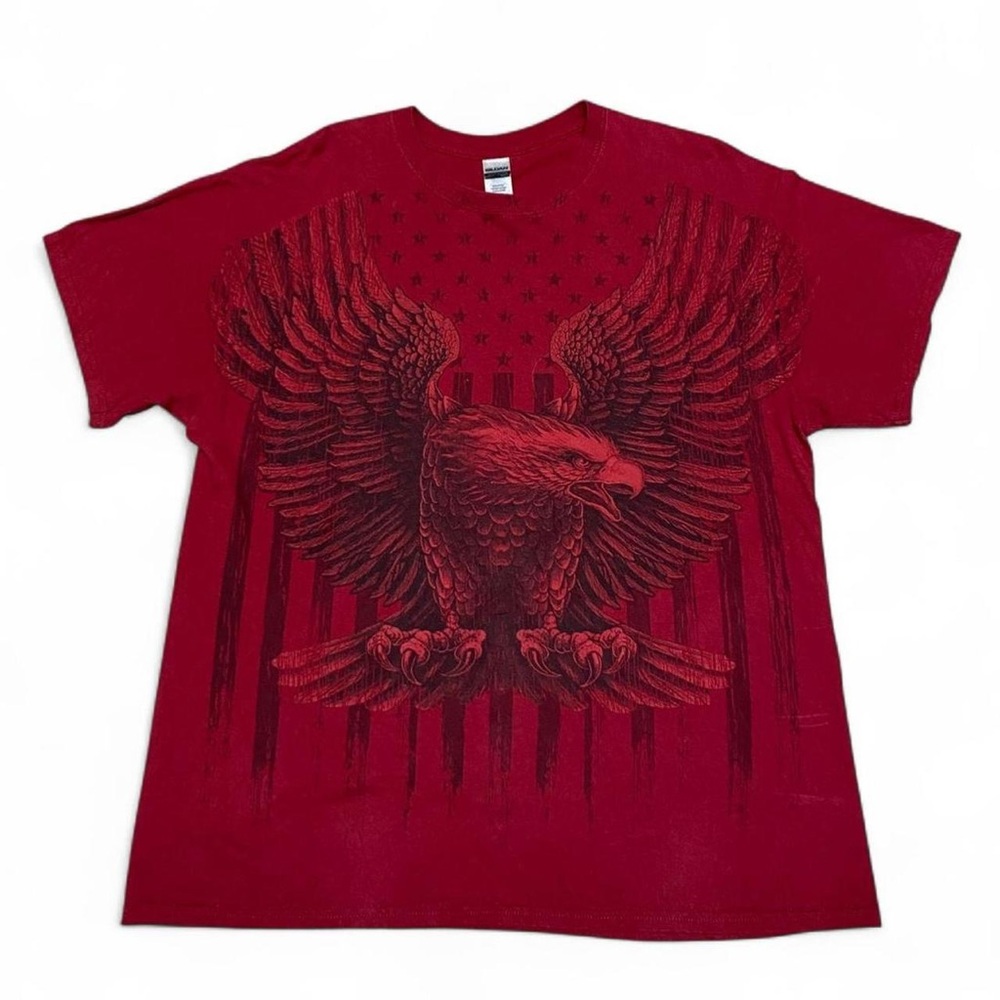 Y2K flying eagle motorcycles over‎ print graphic red Tshirt